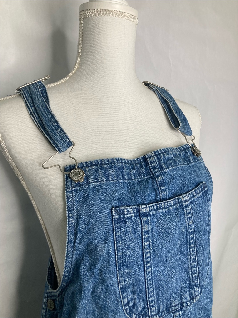 Vintage Y2K American Eagle Outfitters Denim Overall Mini Dress Jumper Size Large - Picture 3 of 6